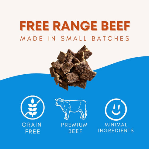 Beef Bites: All Natural Premium Air Dried Dog Training Treats, High Protein Dog Food Toppers, 16oz