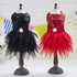 Tangpan Beam Waist Christmas Pet Costume, Dog Dance Skirt, Satin Camp Party Dress, Red, S