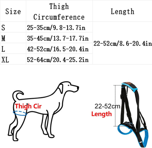 Dog Lift Support Harness for Weak Rear Legs, Adjustable Back Leg Hip Support Harness for Senior Dogs with Joint Injuries