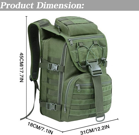 LIMHOO Military Tactical Backpack - 35L Hiking Trekking Rucksack, 3 Day Molle Assault Pack (Army Green)