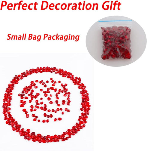 VTurboWay 150 Pack Red Glass Crystal Stone, Aquarium Stone Ornament, Fish Tank Gravel Decoration