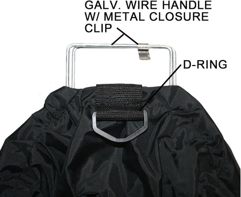 JCS Pack 24inch 30inch Full Nylon Cloth Lobster Bag with Mesh Bottom (for Drain) Wire Handle & D-Ring, x