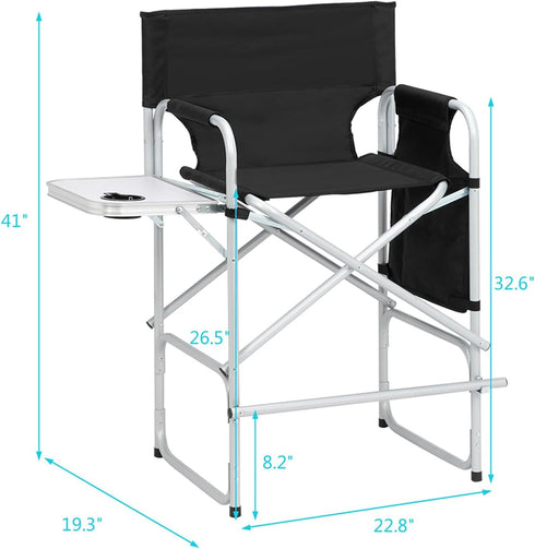 GeRRiT 26.5 inches Tall Directors Chairs Foldable Makeup Artist Chair Seat Height Heavy Duty Folding Camping Chair