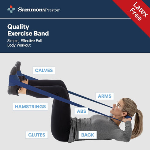 Sammons Preston Non-Latex Exercise Band, 5 Pack, Improve Strength, Dexterity, Flexibility, Set of 5 Resistance Levels
