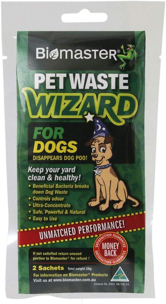 Pet Waste Wizard Digester Sachets - Beneficial Enzymes to Break Down Waste, 100% Natural Concentrate, 2 Sachets