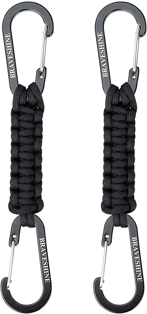 BRAVESHINE Paracord Keychain Carabiner Clip, D Ring Lanyard Hanger Stroller Hook for