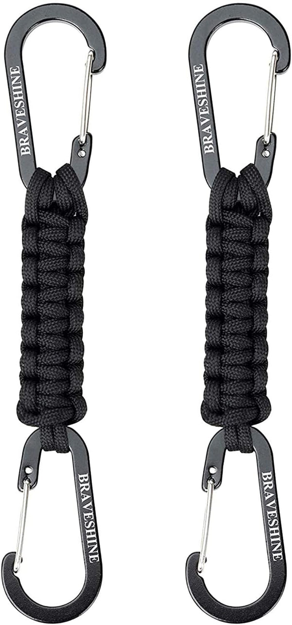 BRAVESHINE Paracord Keychain Carabiner Clip, D Ring Lanyard Hanger Stroller Hook for