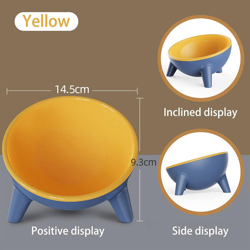 Tilted Cat Bowl 15° Slanted Non-Slip Raised Pet Food Bowl with Triangular Stand for Small Pets, 9.2 Ounces