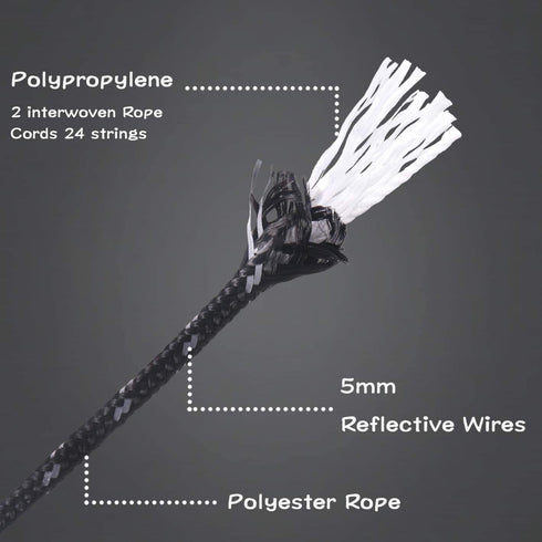 Hikeman 6 Pack Lightweight 4mm Outdoor Guy Lines Tent Cords with Aluminum Adjuster Tensioner Pouch for Camping, Hiking,