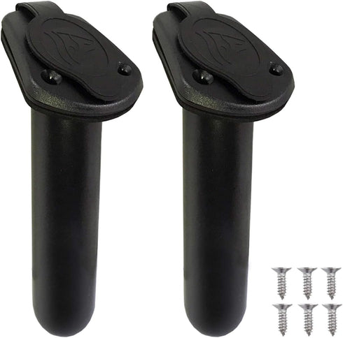 Kayak Fishing Flush Mount Rod Holders, Deck Plastic Pole Holder with Cap Cover and Screws, 2 Pcs
