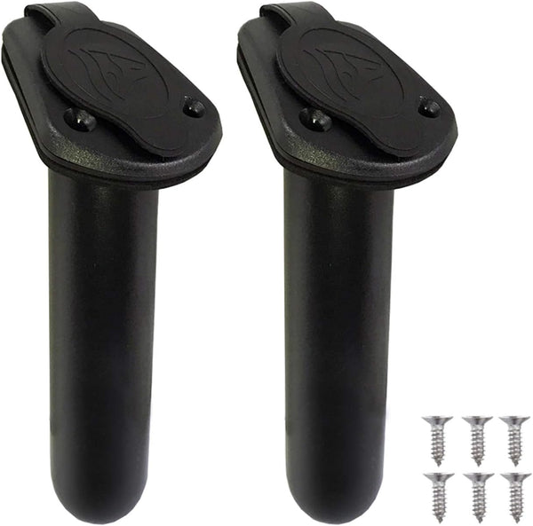 Kayak Fishing Flush Mount Rod Holders, Deck Plastic Pole Holder with Cap Cover and Screws, 2 Pcs