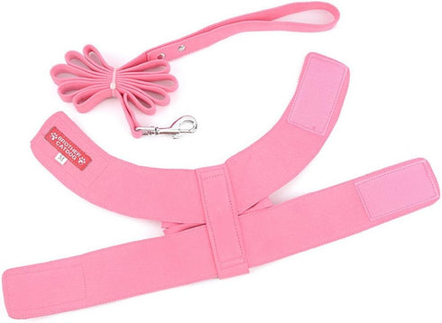 SELMAI Small Pet Dog Cat Bling Rhinestone Harness and Leash Set - Bow Girls Soft Ultra Suede Leather, Adjustable/No Pull
