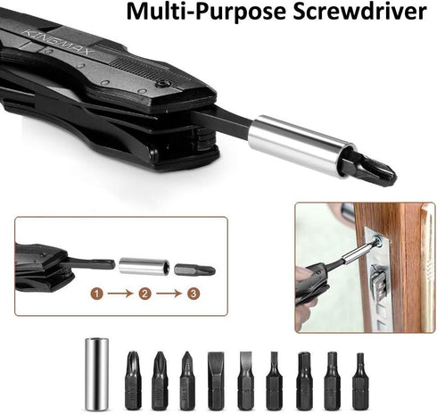 Pocket Multitool Tactical Knife with Blade, Saw, Plier, Screwdriver, Bottle Opener, Full Stainless Steel