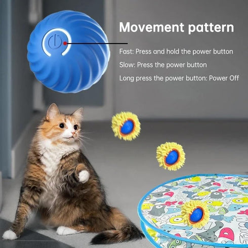 Interactive Cat Toy with Moving Ball and Sound Motion-Activated Play Mat with Hidden Ball Fun Hunting Toy for Indoor