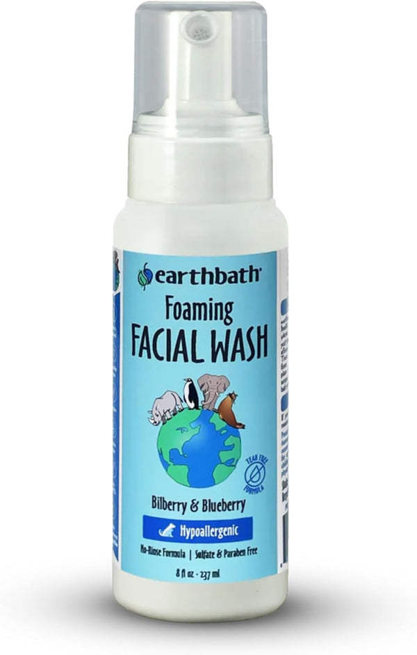 earthbath, Foaming Facial Wash - Dog Face Wash, Hypoallergenic, Tear Free Formula,