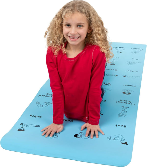 Really Good Stuff Kids Yoga Mat with 24 Illustrated Poses – Safe, Non-Slip, Soft Exercise Mat for Kids