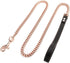 Rose Gold Heavy Duty Chain Dog Leash, 3FT/4FT/5FT Stainless Steel, Leather Handle, for Large Medium Small Dogs (10mm,