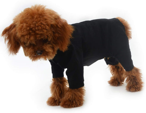 Lovelonglong Black Dog Pajamas, Lightweight Cotton Jumpsuits, 4 Legs Onesies for Large Medium Small Dogs