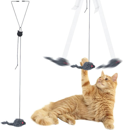 YUGYUJ Cat Toy Rope Mouse, Hanging Retractable Cat Catching Toy, Interactive Plush Mice for Cats