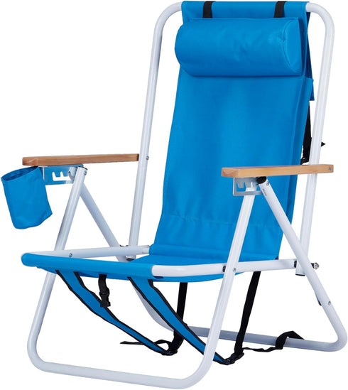 UDeuxff Set 2,4-Position Backpack Folding Beach Chair of Portable Beach Chairs for Sand Camping Lawn Concert Travel