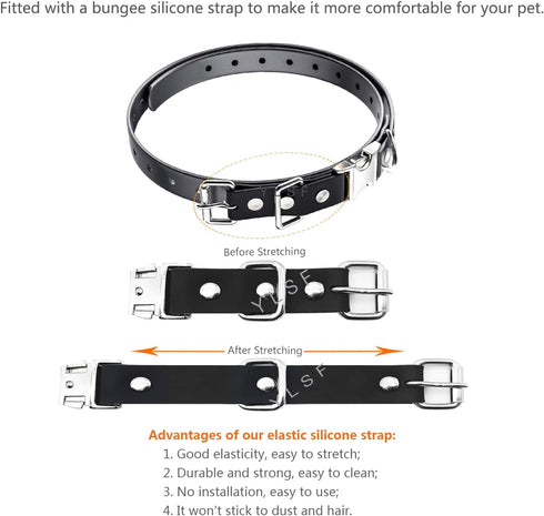 Quick Snap Bungee Dog Collar Strap with D Ring for Most of Electronic Training Shock Collar Receivers-Adjustable Durable Waterproof Odorless 3/4 Inch TPU Collar Replacement for Barking Fence