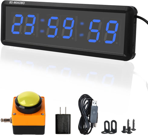 Independent Button Type Gym Interval Timer - 1.5-inch Blue, Suitable for Home, School, Gym Exercise, Weightlifting,