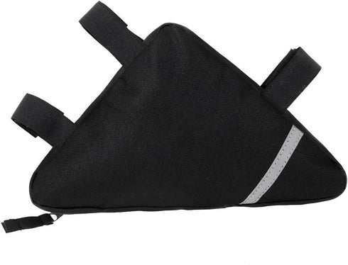 MOOCY Black Bicycle Bike Storage Bag, Triangle Saddle Frame Strap-On Pouch for Cycling