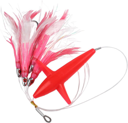 FABULETTA UV Glow Tuna Lure with Flat Steel Hook - Feather Trolling Skirt for Big Game Fishing (Pink)