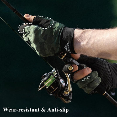 UPF50+ Sun Protection Gloves for Men and Women, 3/4 Fingerless Fishing Gloves for Outdoor Activities