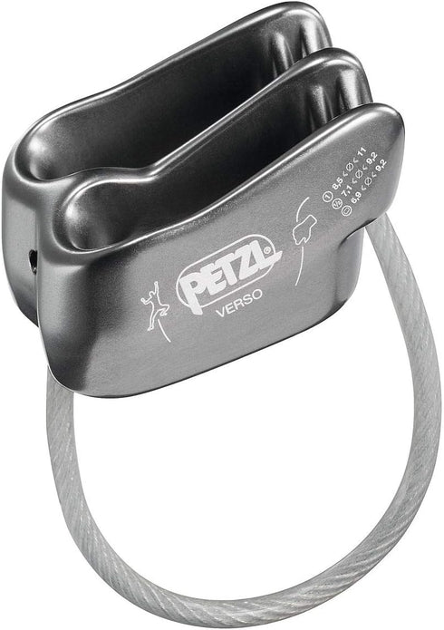 Petzl Verso Belay Device - Compact Lightweight for One or Two Rope Strands Climbing or Rappelling - Grey