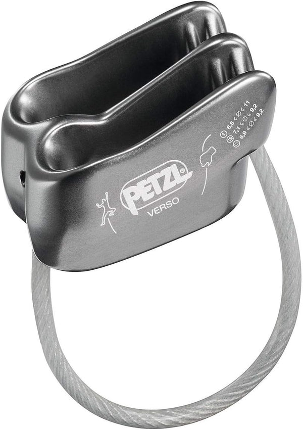 Petzl Verso Belay Device - Compact Lightweight for One or Two Rope Strands Climbing or Rappelling - Grey