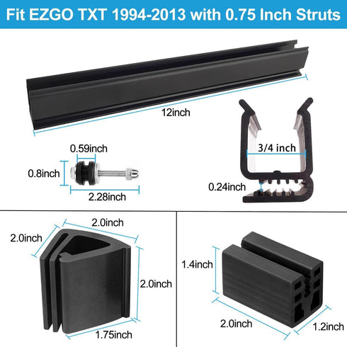 Golf Cart Windshield Clips Sash Mounting Kit for EZGO TXT DCS PDS 1994-2013, Fit 3/4” Struts Tube