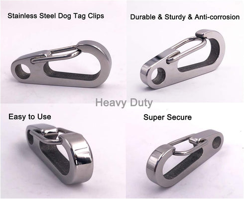 COMTIM 2 Pack Dog Tag Clips - Stainless Steel Heavy Duty Quick Clips Pet ID Tag Holder for Dog/Cat Collar