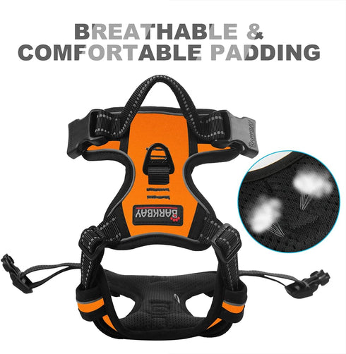 BARKBAY No Pull Dog Harness with Front Clip - Heavy Duty Reflective Control Handle for Large Dog Walking (Orange, S)