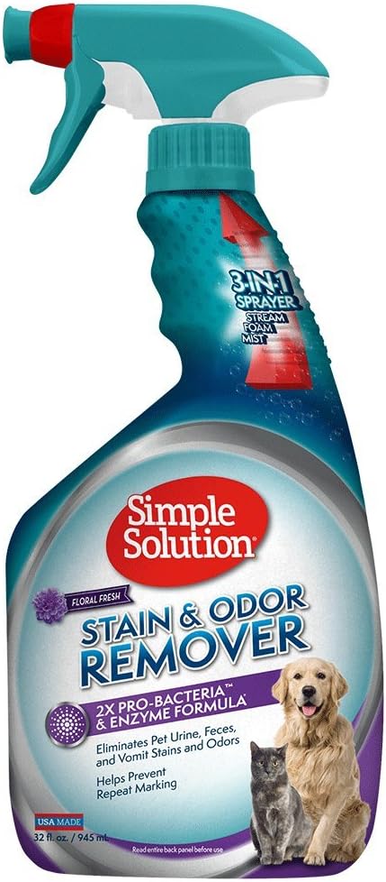Simple Solution Pet Stain and Odor Remover | Enzymatic Cleaner with 2X Pro-Bacteria Power