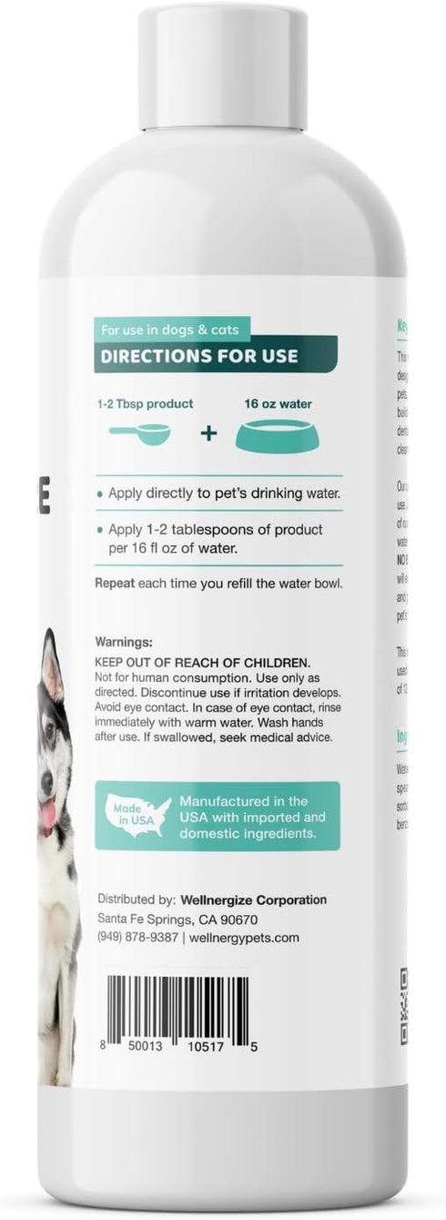 Dental Care Water Additive for Dogs & Cats | No Brush Formula | Oral Hygiene & Fresh Breath, Reduce Plaque and Tartar,