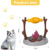 DFQ Cat Slow Feeder, Interactive Cat Puzzle Toy Treat Dispenser - BBQ Campfire Grill Design, Adjustable Rotating Roast