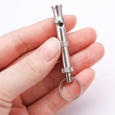 Silver Adjustable Ultrasonic Dog Whistle - Portable Pet Whistle for Training and Behavior Aids
