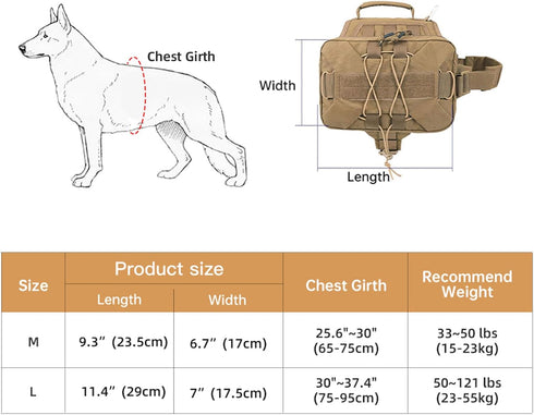 EXCELLENT ELITE SPANKER Dog Pack for Medium & Large Dogs - Hound Saddle Bag Backpack with 2 Side Pockets