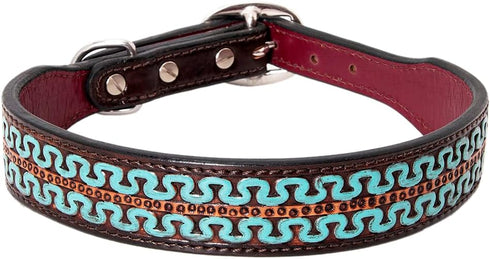 HILASON Medium Brown Genuine Leather Dog Collar, Handmade, Soft, Hand Tooled