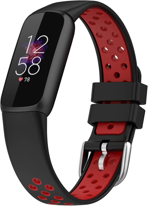 NINKI Sport Fitbit Luxe Bands for Women, Silicone (Black+Red), Cute Small Replacement Bands for Fitbit Luxe Watch