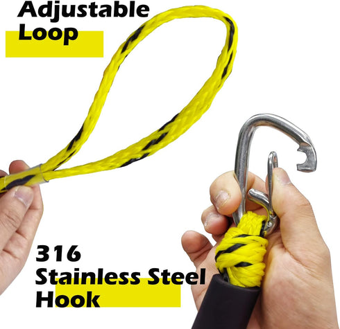 316 (1, 7 Single Hook Bungee Dock Lines Heavy-Duty Elastic Mooring Ropes for Boats, PWCs & Kayaks | Adjustable PVC