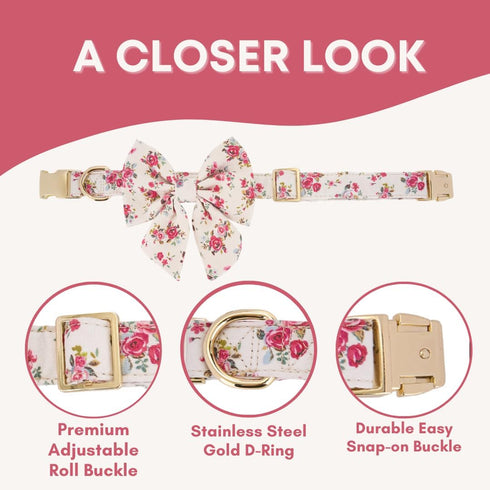 Adjustable Pet Bow Tie and Dog Collar for Lady Small Medium Large Dogs - Cute Lady Bowtie Collar, Comfort Soft Cotton
