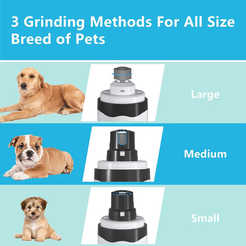 Dog Nail Grinder with Trimmers - Quiet Electric Pet Nail Grinder Kit for Large, Medium, Small Dogs & Cats - 2-Speed USB