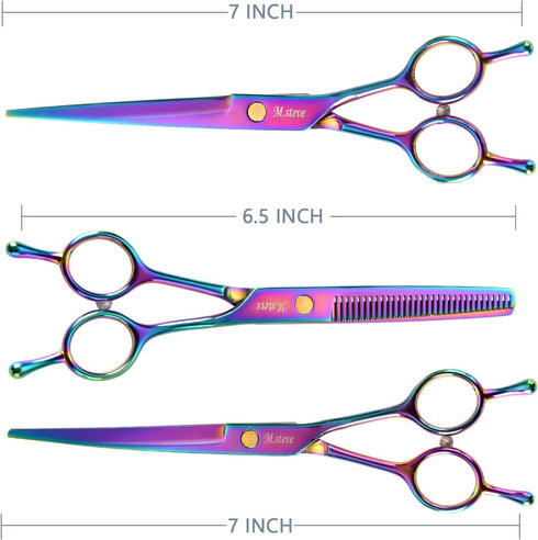 Dog Grooming Scissors Set with Safety Blunt Tip - Professional 7 in 1 Grooming Scissors for Dogs and Cats