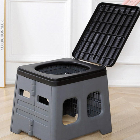 Healifty Portable Car Folding Toilet with Lid, Foldable Travel Potty for Camping and Outdoor Use, Portable Emergency