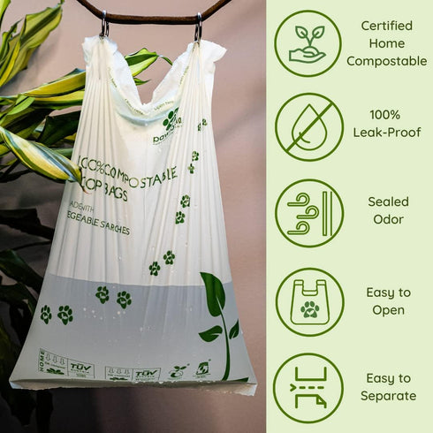 (480), pack, Pawtria Certified Home Compostable Dog Poop Bags Value Biodegradable Poop Bags, Cat Litter, Vegetable