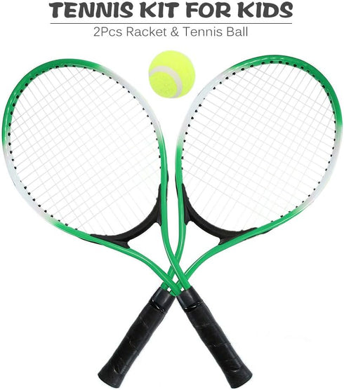 N/H Set of 2 Teenager's Tennis Rackets with Free Ball for Training, Carbon Fiber Top Steel Material Tennis String