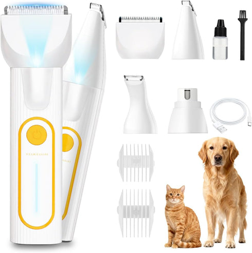 YEUKEUUAI Dog Paw Trimmer, Low Noise Paw Hair Trimmer for Dogs with LED