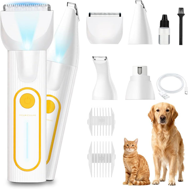 YEUKEUUAI Dog Paw Trimmer, Low Noise Paw Hair Trimmer for Dogs with LED